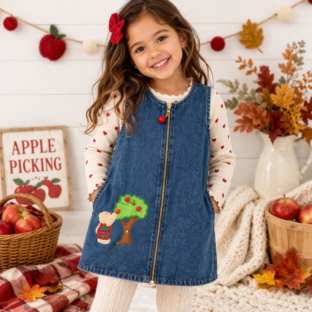 Vintage Austin & Ashley Denim Zip Front Dress Size 4T 🍎